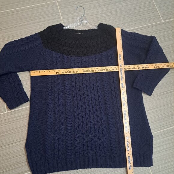 Boden Size 16 Cable Knit Sweater Black & Blue Wool/Alpaca Blend Warm Winter - Picture 9 of 9